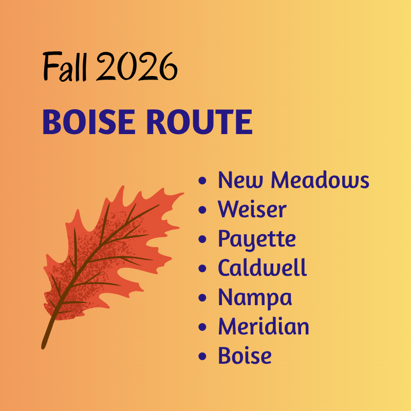 Fall 2026 BOISE ROUTE ONLY/Vandal Break Bus-Round Trip